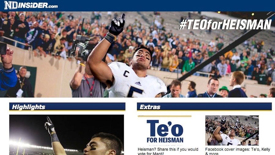 The Homers At The <em>South Bend Tribune</em> Launch An Embarrassing Heisman Campaign For Notre Dame&#39;s Manti Te&#39;o