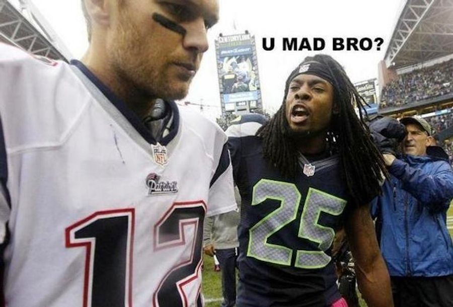 Seahawks DB Richard Sherman Intercepts Tom Brady, Snickers At Him With &quot;U Mad Bro?&quot; Picture On Twitter After The Game