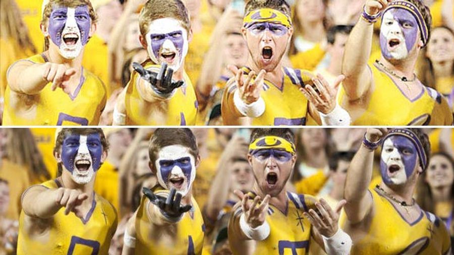 Why Did LSU Airbrush Out The Crosses Painted On These Dudes' Chests?