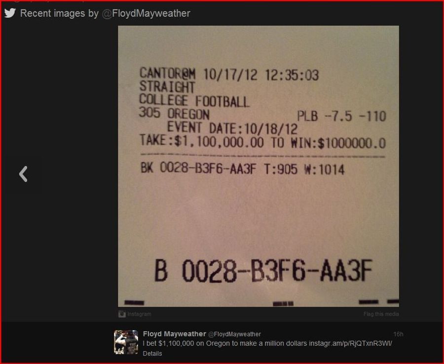 Floyd Mayweather Bet $1.1 Million On A College Football Game