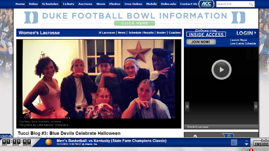 Until A Few Minutes Ago, Duke's Official Site Featured A Women's Lacrosse Player Wearing Blackface