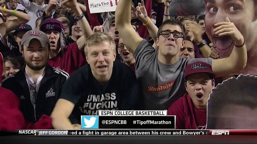 The Era Of Profane T-Shirts On TV Continues As Minutemen Fan's "UMass Fuckin Amherst" Shirt Finds ESPN Camera