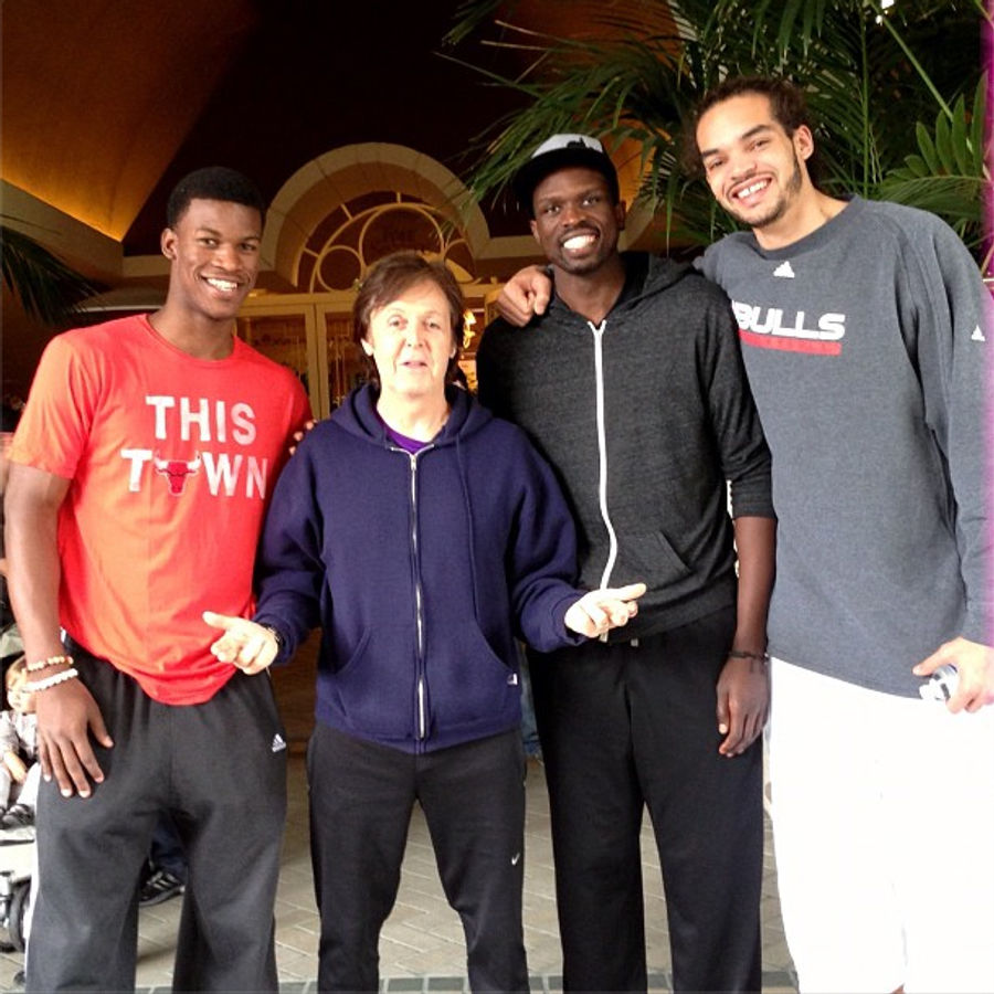 For Some Reason, Here&#39;s A Picture Of Paul McCartney Hanging Out With Luol Deng, Jimmy Butler And Joakim Noah