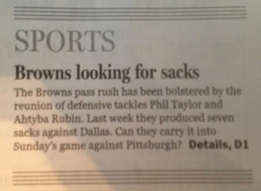 Cleveland Newspaper Headline Inadvertently Says Browns Have No Balls