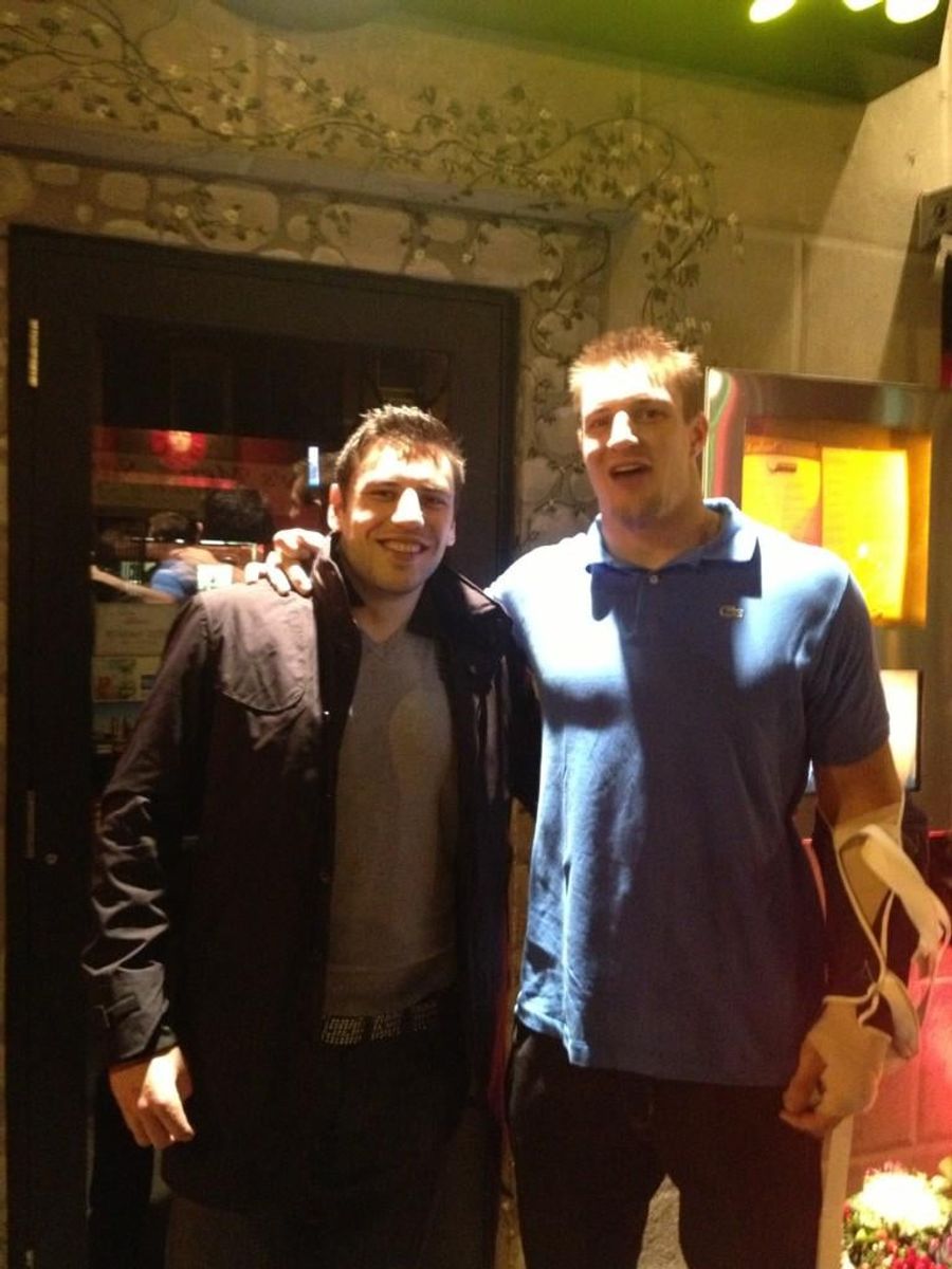 Rob Gronkowski May Have A Broken Arm, But That Is Not Preventing Him From Broing Out With Milan Lucic