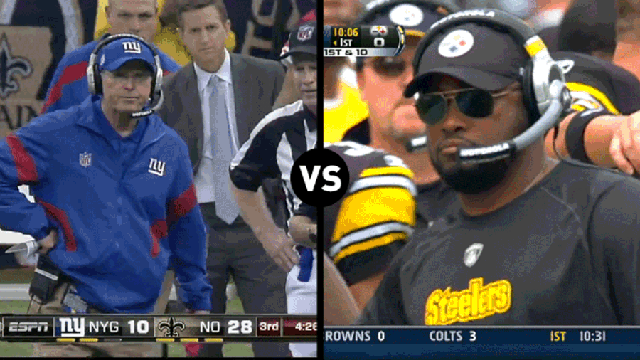 Who Has The Funnier Challenge-Flag-Throwing Motion, Tom Coughlin Or Mike Tomlin?