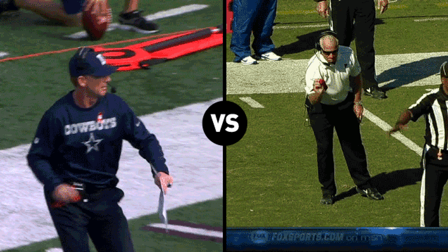 Who Has The Funnier Challenge-Flag-Throwing Motion, Jason Garrett Or Mike Smith?