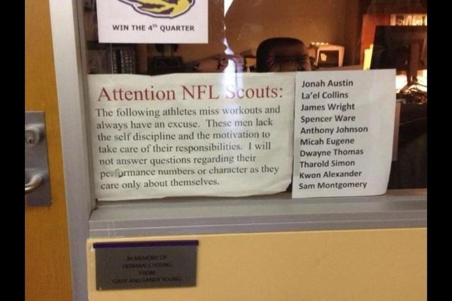 Here&#39;s The Bitchy Sign An LSU Strength And Conditioning Coach Used To Embarrass Motivate His Players