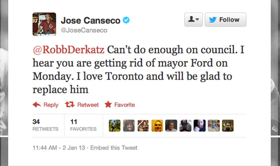 Jose Canseco Will Not Be The Next Mayor Of Toronto, Despite Promises To &quot;Work Out The Citizen Thing&quot;