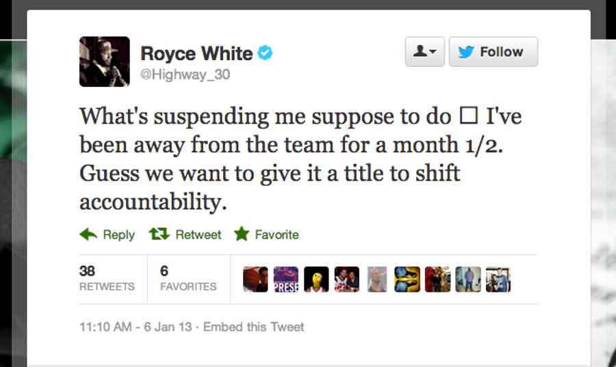 The Rockets Suspended Royce White, Who Apparently Wasn&#39;t Already Suspended