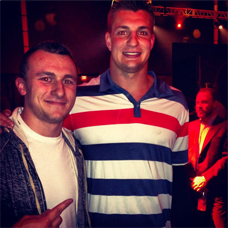 Here's A Photo Of Johnny Manziel And Rob Gronkowski Wearing Shirts And Not Drinking