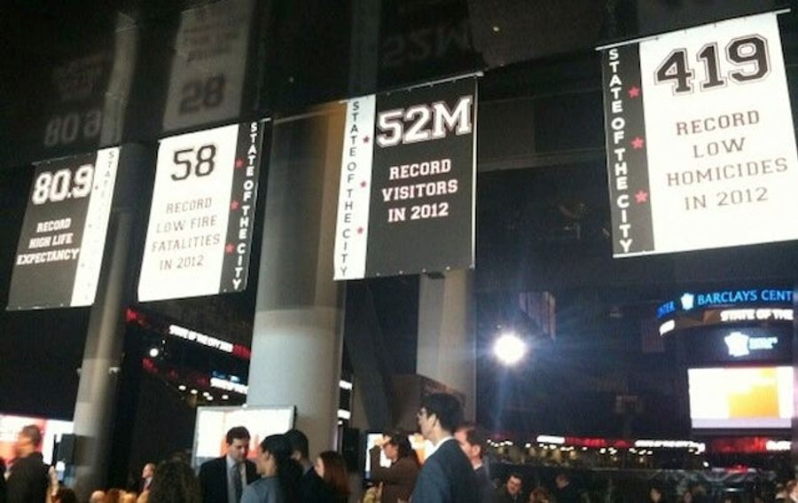 Now Hanging In The Barclays Center: Banners With NYC&#39;s Crime Stats