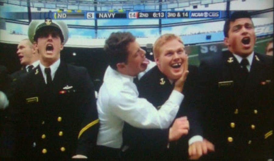 In The Navy, You Can Lick Your Gap-Toothed Pal's Ear If You Beat Notre Dame