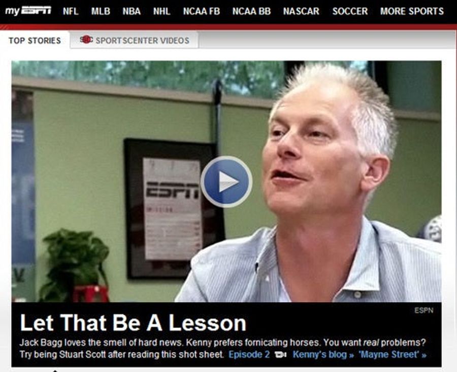 Kenny Mayne &quot;Prefers Fornicating Horses,&quot; ESPN.com Informs