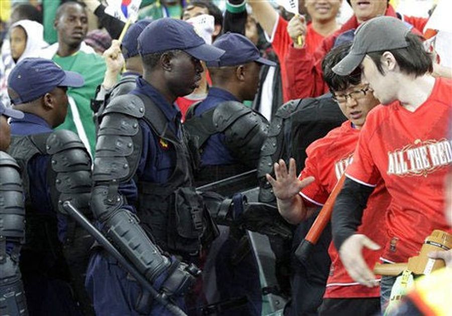 Riot Cops Slightly Underdressed For Soccer Match