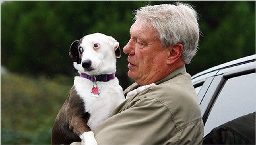 Don Nelson, Very Hands On When Bathing His Dog