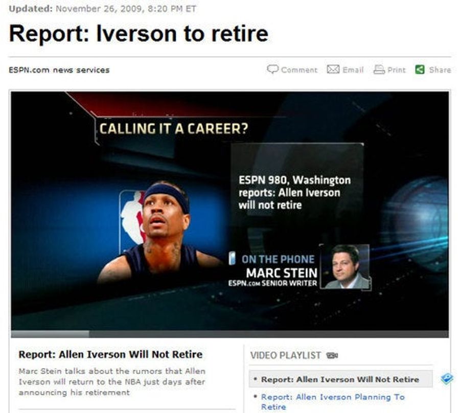 Allen Iverson To Retire. Unless He Doesn't.