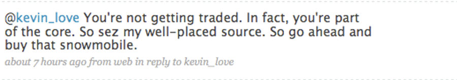 Ric Bucher Assures Kevin Love He's Not Trade Bait, Via Twitter
