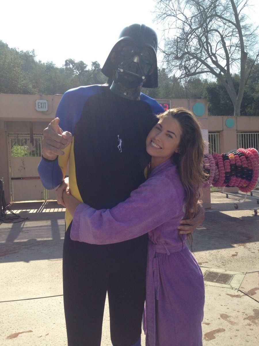 Here's Kareem Abdul-Jabbar Wearing A Darth Vader Mask And Posing With Katherine Webb