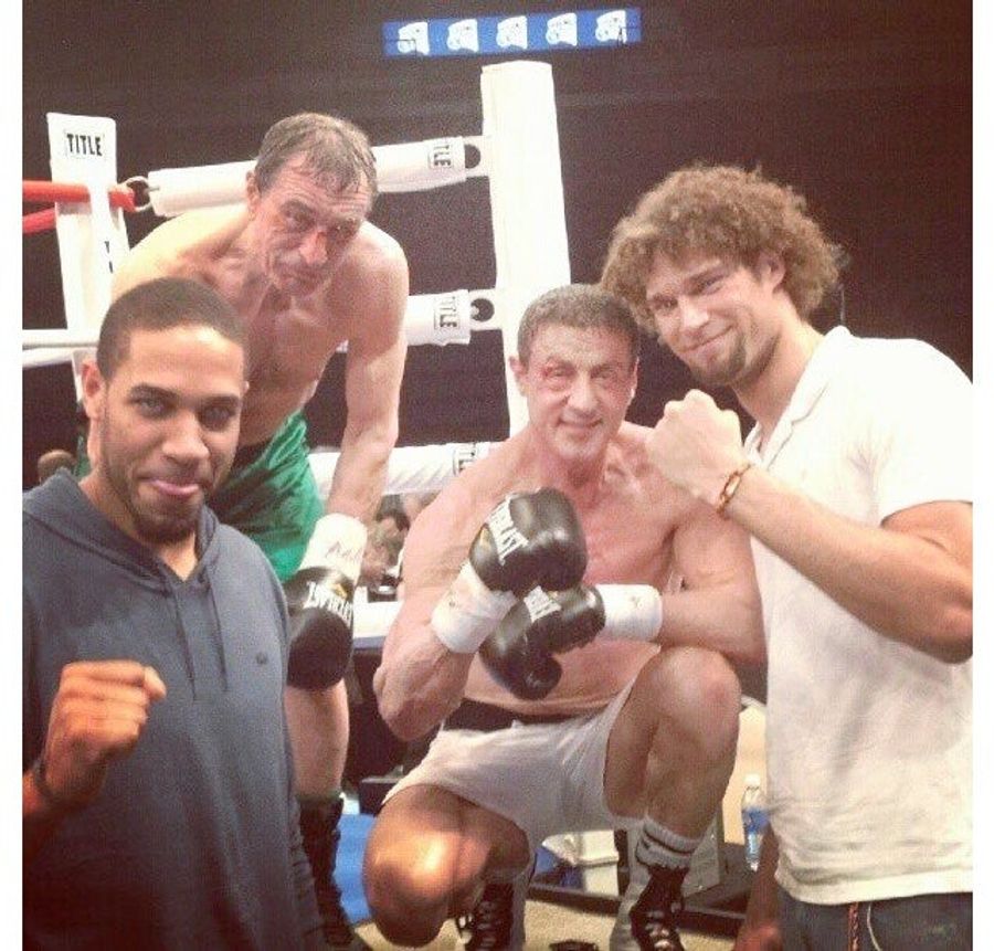 Here&#39;s A Picture Of Sylvester Stallone And Robert De Niro, In Full Makeup For A Boxing Movie, Hanging Out With Robin Lopez