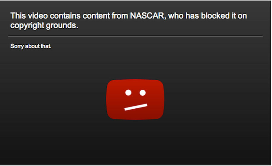 YouTube Determines That NASCAR Does Not Have A Copyright On Everything It Claims To Have Copyrighted