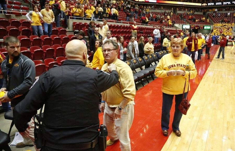 After Loss To Kansas, Angry Iowa State Fan Rushes Court, Tries To Confront Bill Self
