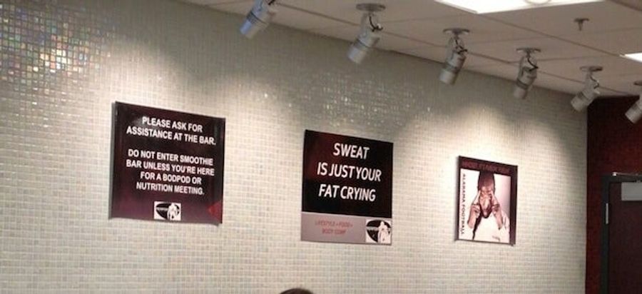"Sweat Is Just Your Fat Crying," Says Weird Sign In Alabama Weight Room