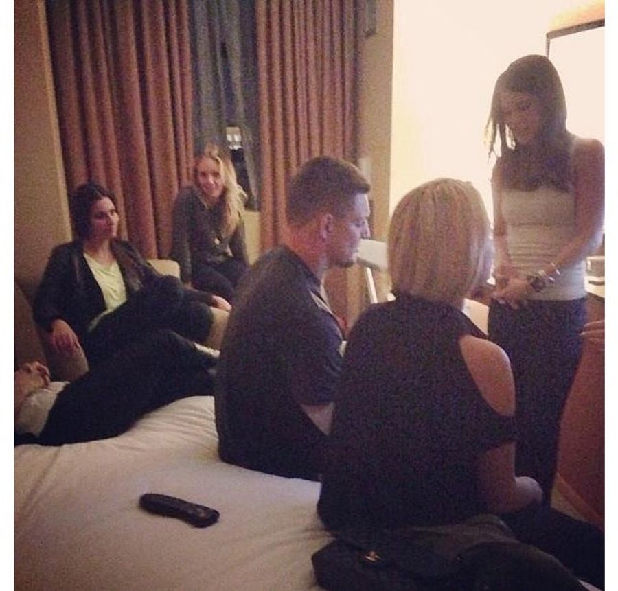 Here's A Picture Of Rob Gronkowski Hanging Out With Some Girls In A Boston Hotel