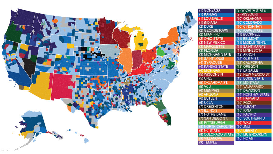 Facebook Data Give Us The Best Fandom Map of the NCAA Tournament