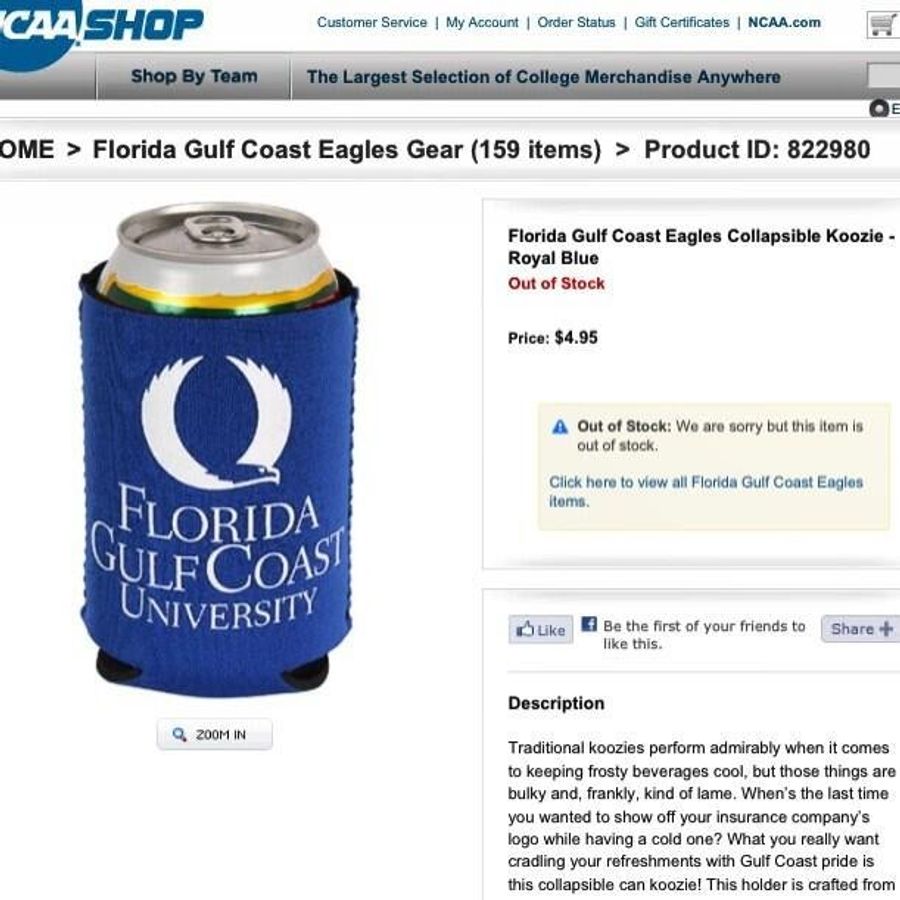 Florida Gulf Coast University Beer Koozies Are Out Of Stock
