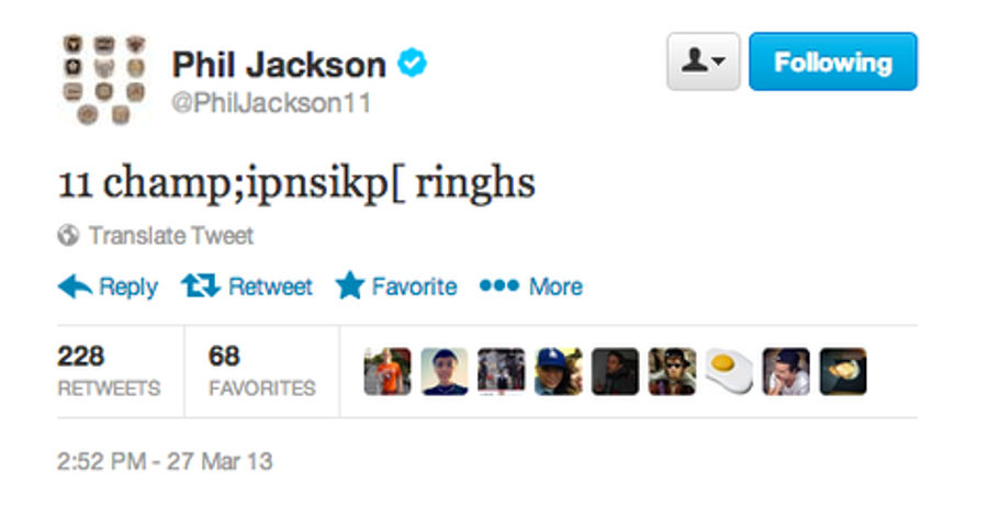 Phil Jackson's Typo-Riddled Tweet, The Most Heartwarming And Nonsensical Story Of The NBA Season, Is A Hoax.