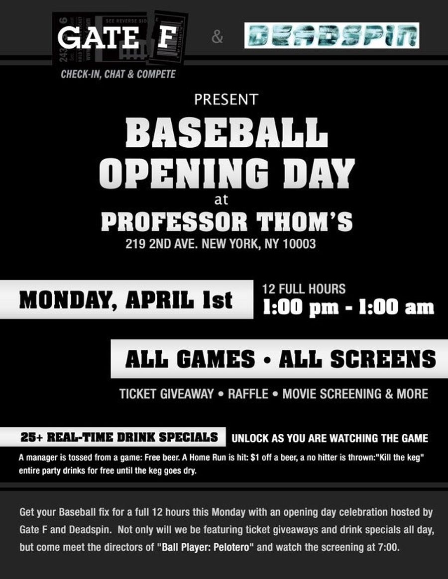 Join Deadspin And Gate F For An Opening Day Extravaganza