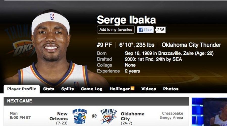 ESPN's Bio For Serge Ibaka Does Not Know Which African Country He's From