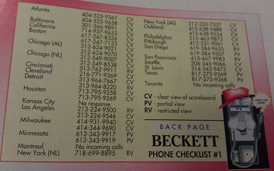 Useful Things: A 1990 List Of Payphone Numbers In MLB Ballparks