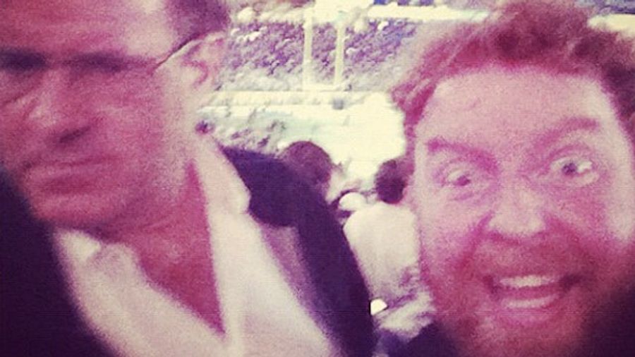 Here's A Photo Of A Guy Named "East Side Dave" Bothering Chris Berman After The Super Bowl