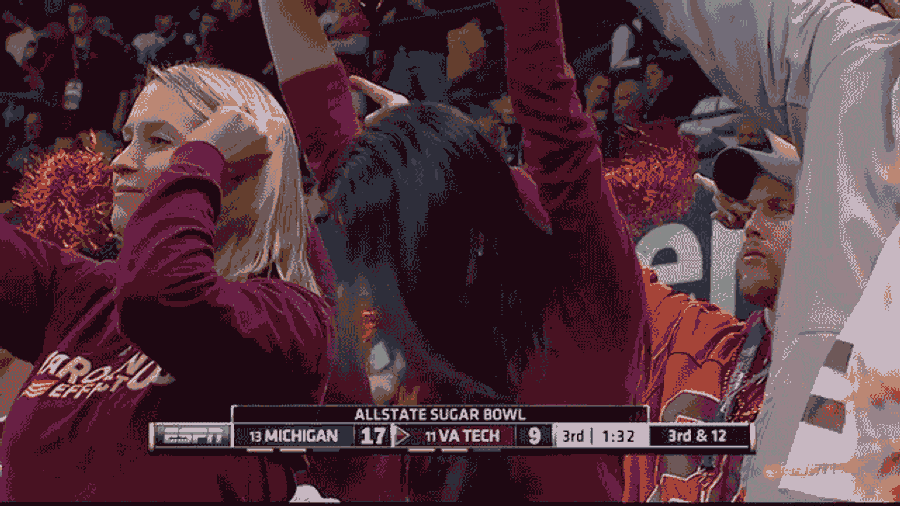 This Virginia Tech Fan Is More Fascinated By Her Cleavage Than By The Sugar Bowl
