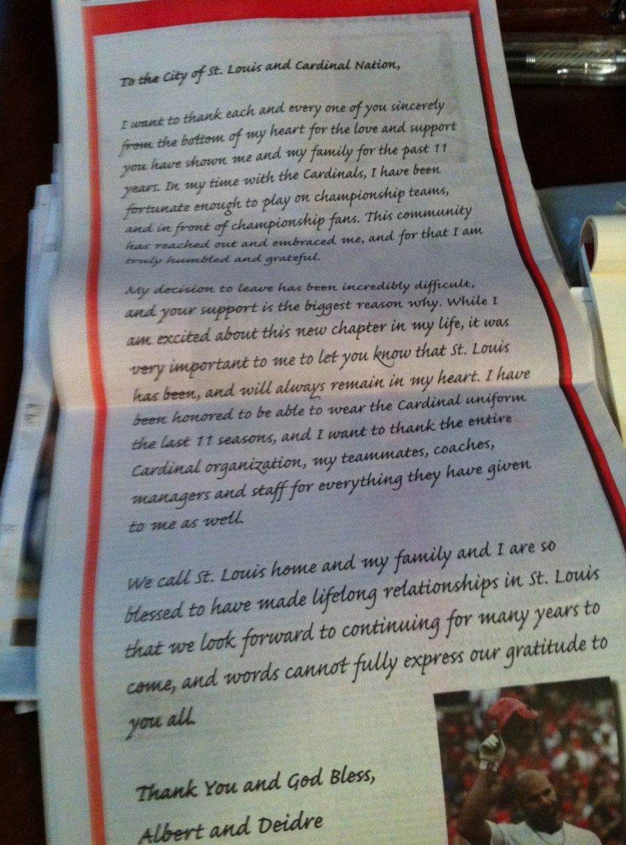 Here&#39;s The Newspaper Ad Albert Pujols Took Out To Thank St. Louis Fans