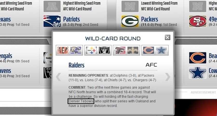 NFL.com Is Still Calling The Broncos The "Denver Tebows"