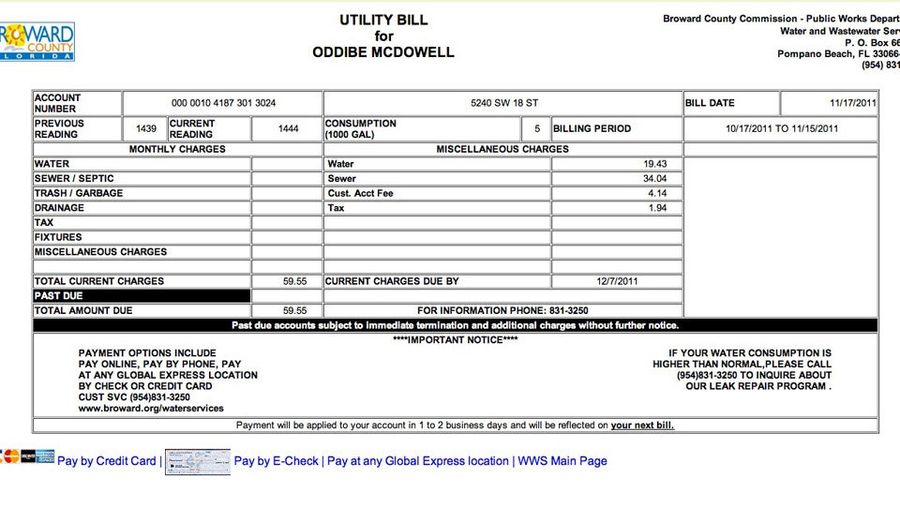 Update: Oddibe McDowell's Water Bill Is A Modest $59.55 This Month