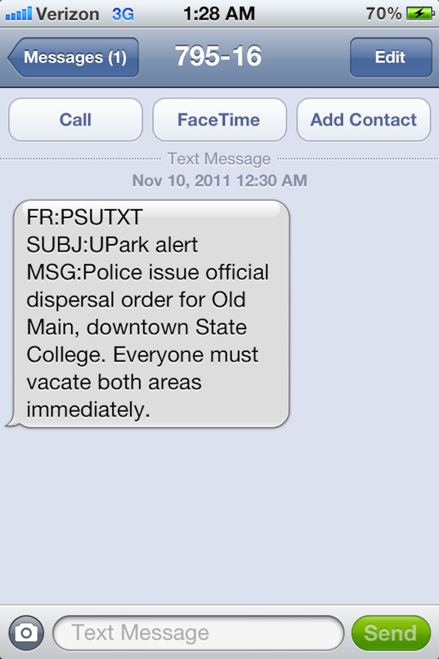 Penn State Uses Campuswide Alert System To Tell Rioting Students To Go Home
