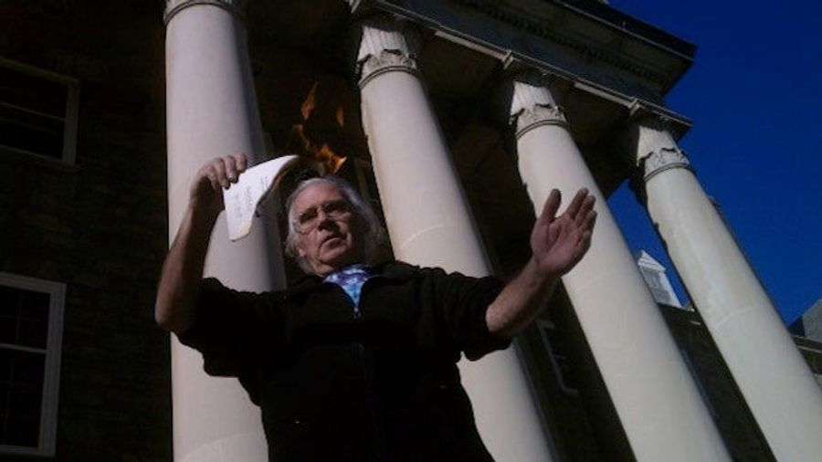 A PSU Grad Burned His Diploma Outside Old Main Today