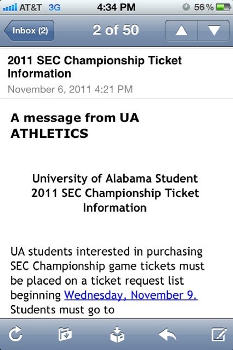 Alabama Waited Until Sunday To Give Students SEC Championship Ticket Info