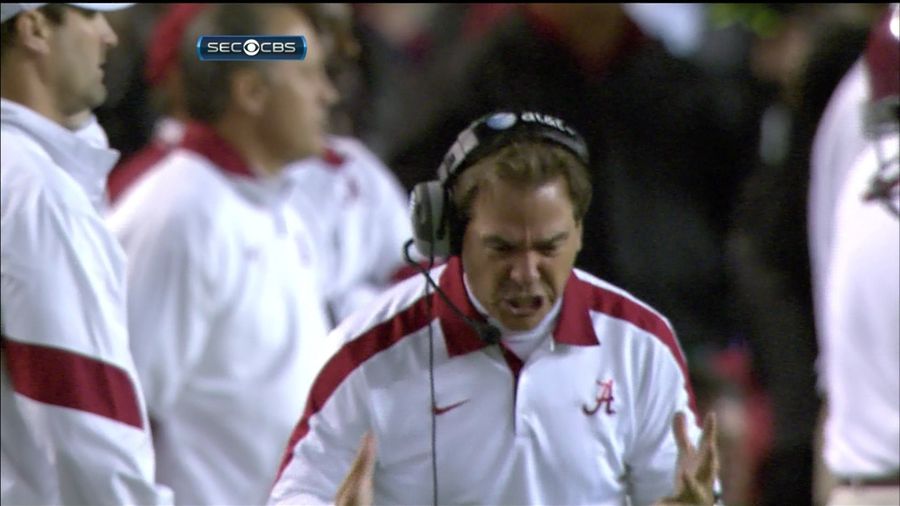 Moments Later, Nick Saban Turned Green And Tore A Referee's Torso In Half