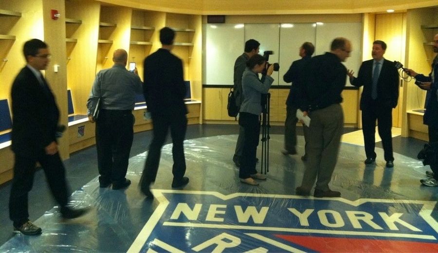 Please Don&#39;t Step On The Enormous Logo In The Rangers&#39; Locker Room, Unless They Throw A Rug On Top