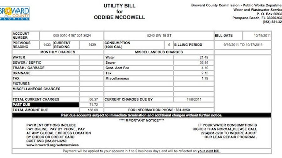 Attention Oddibe McDowell: Your Water Bill Is Past Due