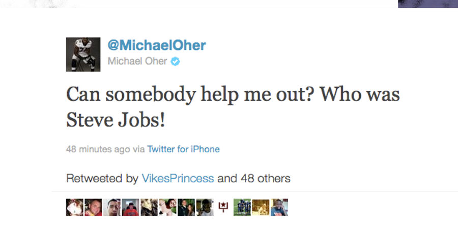 Michael Oher Would Appreciate It If You'd Tell Him Who This Steve Jobs Guy Was