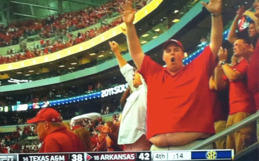 A Big Arkansas Comeback Called For A Shot Of A Big Arkansas Fan