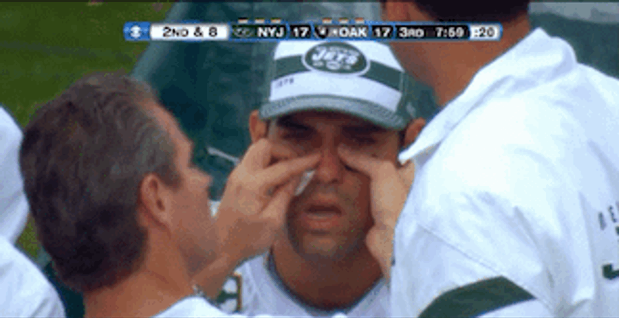 Let&#39;s Watch Mark Sanchez Get His Face Put Back Together