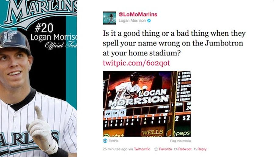 The Marlins Went Ahead And Misspelled Logan Morrison's Name On The Jumbotron Tonight