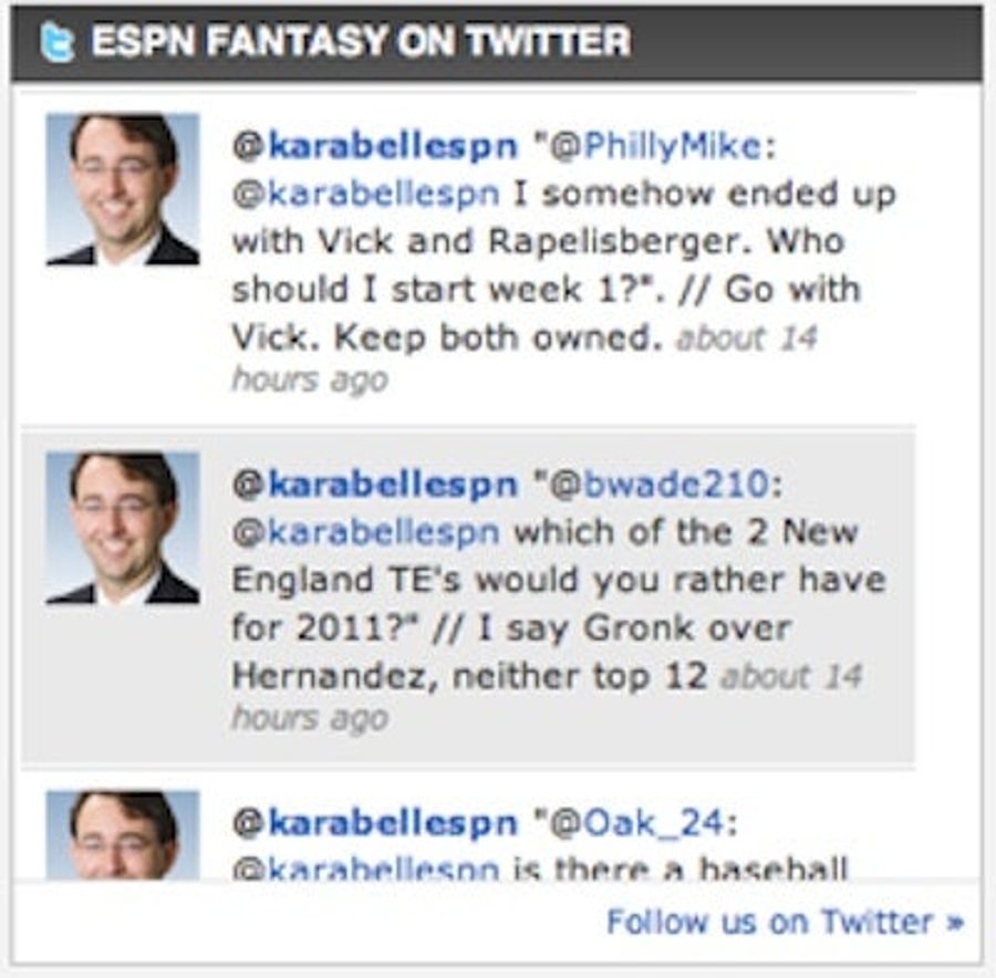 ESPN&#39;s Fantasy Guru Thinks &quot;Rapelisberger&quot; Is Worth Having As Your QB